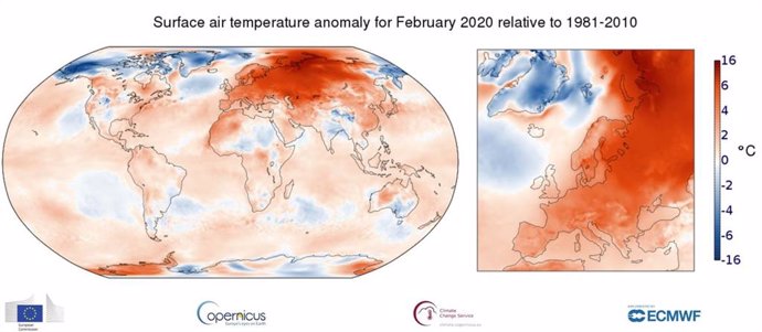 Febrero de 2020 ha sido el más febrero más cálido en todo el mundo desde que hay registros