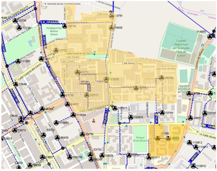 Mapa de inversiones de Endesa en la zona norte de Granada