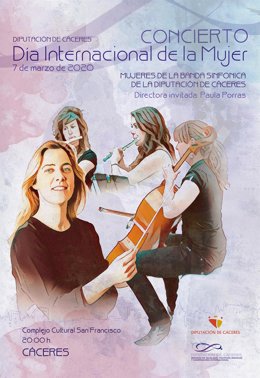 Cartel del concierto de mujeres que tendrá lugar en Cáceres