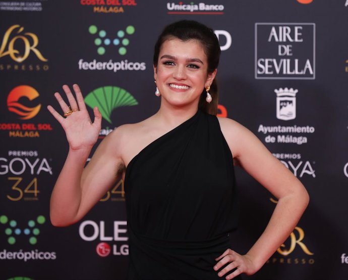 Amaia Romero posa en la alfombra roja de la XXXIV edición de los Premios Goya, en Málaga (Andalucía, España), a 25 de enero de 2020.