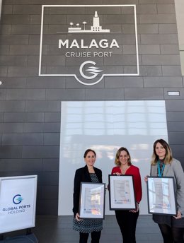 M José de la Cruz (responsable comercial de SGS en Málaga), Susana Gutiérrez (directora de Málaga ) e Inmaculada Hinojosa (responsable de calidad de Cruceros Málaga).