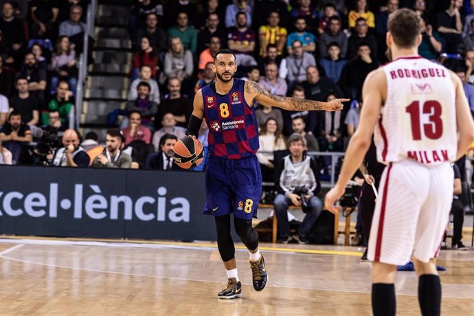Adam Hanga of FC Barcelona, during the Turkish Airlines EuroLeague match between  FC Barcelona  and AX Armani Exchange Olimpia Milan at Palau Blaugrana on February 07, 2020 in Barcelona, Spain.