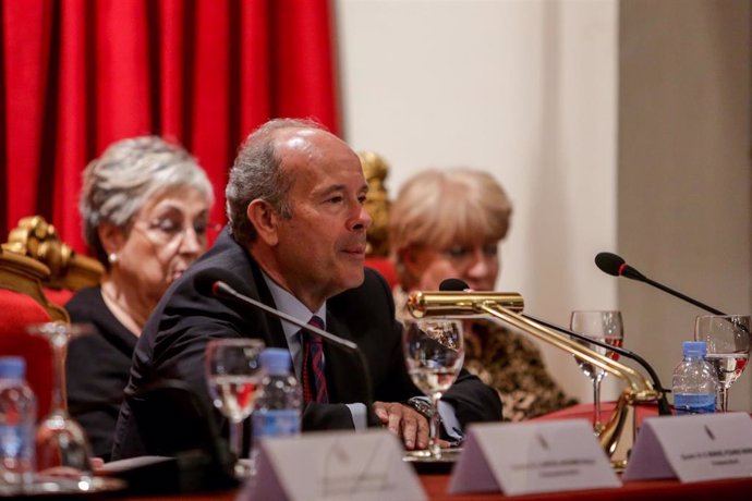 El ministro de Justicia, Juan Carlos Campo, durante su intervención en la inauguración del I Encuentro de Mujeres Juristas en la Real Academia de Jurisprudencia y Legislación, en Madrid (España) a 5 de marzo de 2020.