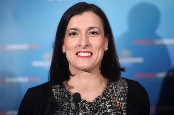 La alcaldesa de Santander, Gema Igual, durante la conferencia coloquio 'Agenda Urbana 2030 Foro de la nueva ciudad', organizado por Nueva Economía Fórum, en Madrid (España), a 18 de febrero de 2020.