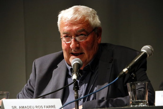 Pla curt on es pot veure el president de la comunitat de regants del Canal d'Urgell, Amadeu Ros, en la 19a Jornada Reg i Futur, a Mollerussa, el 6 de mar de 2020. (Horitzontal)