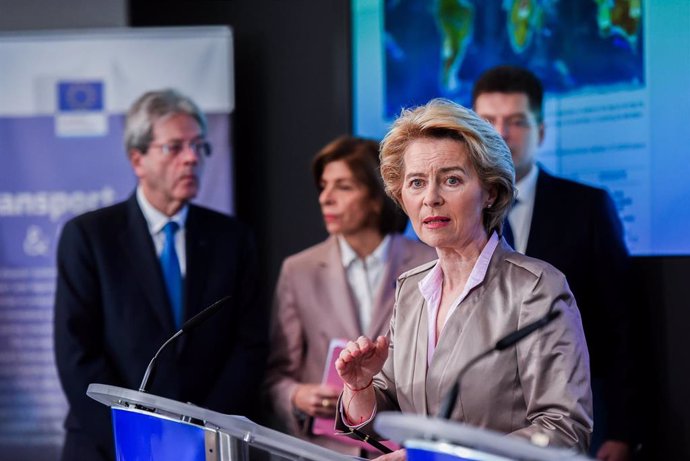 La presidenta de la Comisión Europea, Ursula von del Leyen, durante la presentación de las medidas de la UE frente al coronavirus