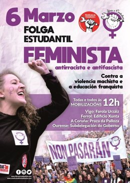 Cartel de la huelga estudiantil feminista del 6 de marzo
