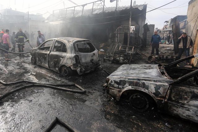 Incendio de una panadería en la Franja de Gaza