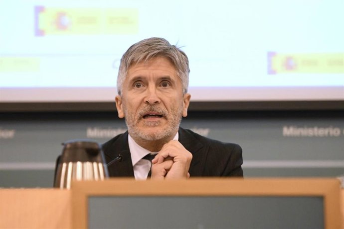 El ministro de Interior, Fernando Grande-Marlaska, interviene en la presentación del Informe de Personas Desparecidas en España correspondiente al año 2019, en el salón de actos del Ministerio del Interior, en Madrid (España), a 2 de marzo de 2020.