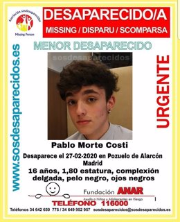 Buscan a un menor de 16 años desaparecido en Pozuelo de Alarcón el 27 de febrero