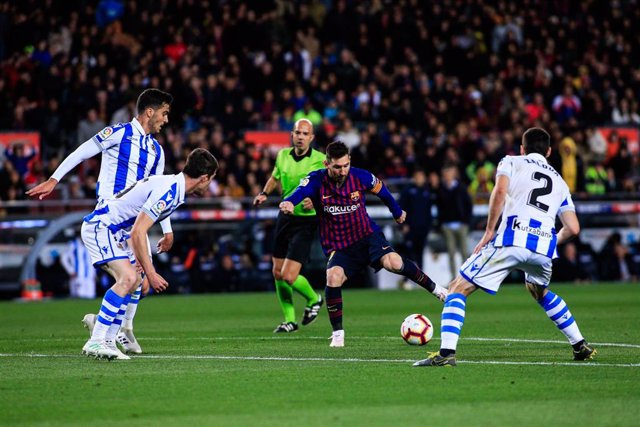 10 Leo Messi of FC Barcelona during the La Liga match between FC Barcelona and Real Sociedad in Camp Nou Stadium in Barcelona 20 of April of 2019, Spain.