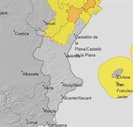 Avisos meteorológicos activos en la Comunitat este sábado