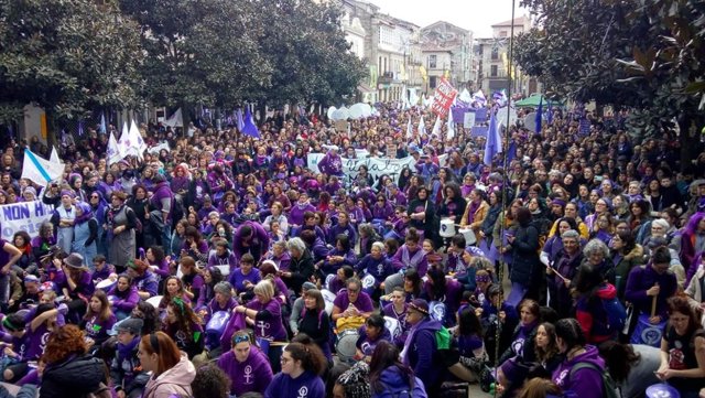 Manifestación feminista en Verín (Ourense) el 1 de marzo, precedente de este 8 de marzo de 2020