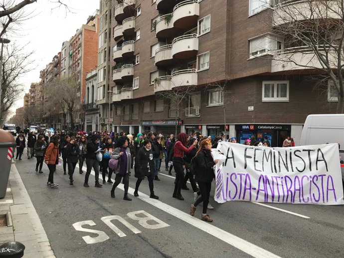 Manifestació de dones a Barcelona pel Dia Internacional de la Dona el 2018