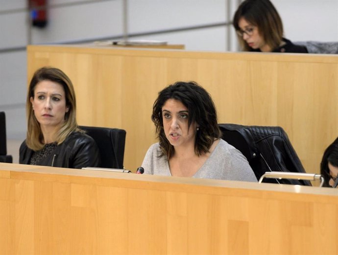 La diputada provincial del PSOE Desireé Cortes en un pleno de la Diputación de Málaga