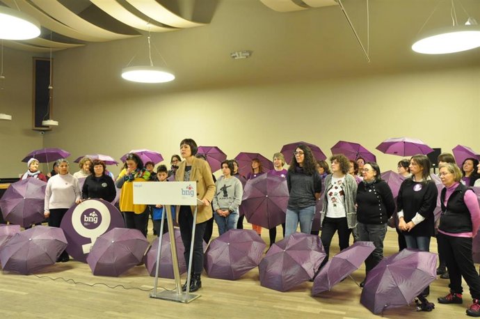 La portavoz nacional del BNG, Ana Pontón, en un acto para celebrar el 8M, Día Internacional de la Mujer.