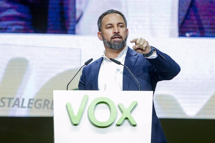 El presidente de VOX, Santiago Abascal, en el Palacio de Vistalegre