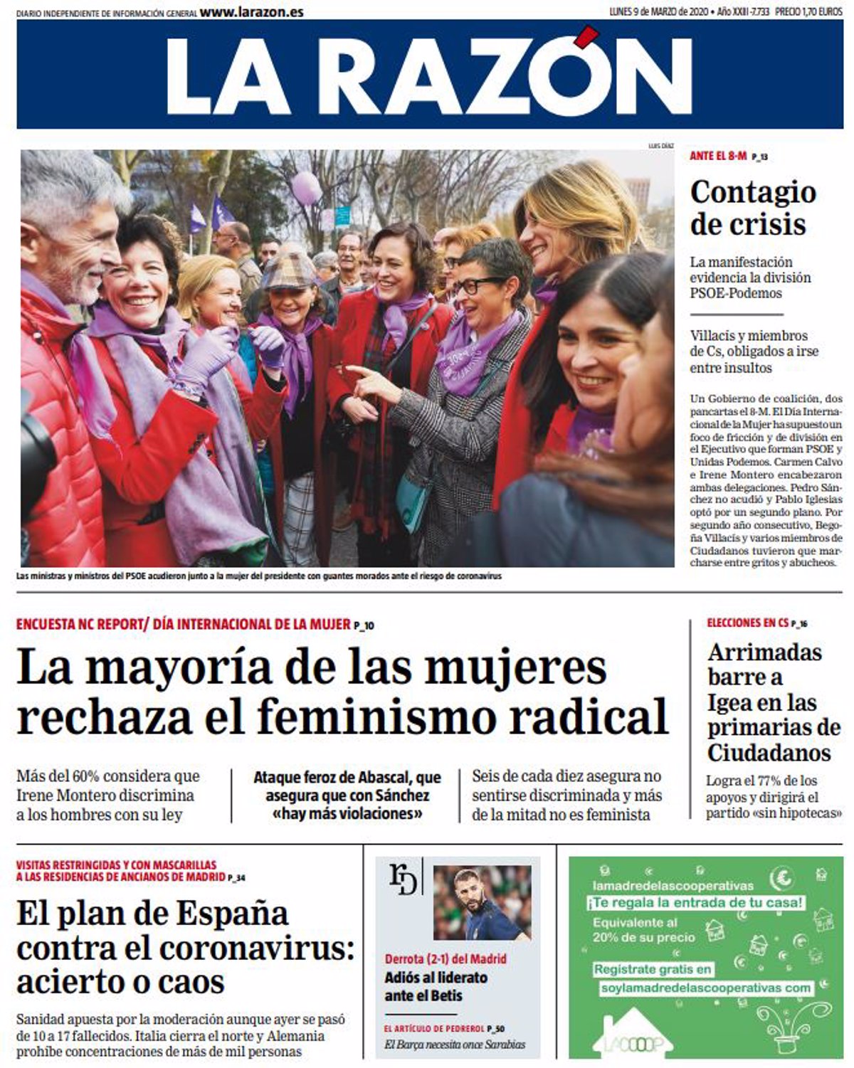 Las Portadas De Los Periódicos Del Lunes 9 De Marzo De 2020