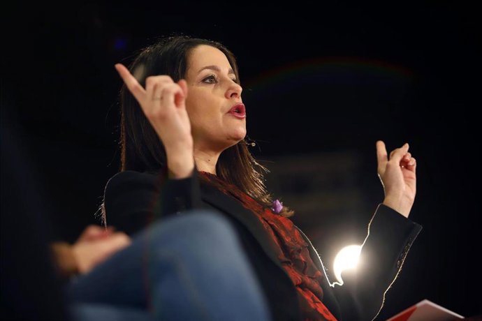 la presidenta y portavoz del Grupo de Cs en el Congreso de los Diputados, Inés Arrimadas, durante su intervención en el encuentro 'Mujeres Liberales'.En Málaga (Andalucía, España), a 06 de marzo de 2020.