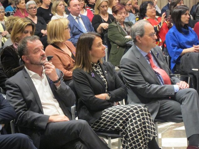 Los consellers de la Generalitat Alfred Bosch, Meritxell Budó y el presidente Quim Torra