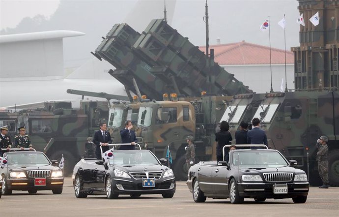 Exhibición de misiles Patriot en un desfile militar en Corea del Sur