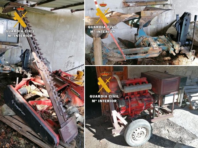 Aperos recuperados por la Guardia Civil.
