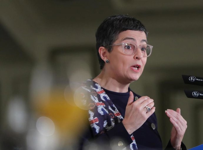 La ministra de Asuntos Exteriores, UE y Cooperación, Arancha González Laya, en el desayuno informativo organizado por Nueva Economía Forum