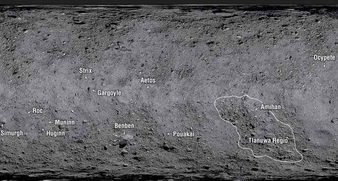 Nombres mitológicos para rasgos sobresalientes en el asteroide Bennu