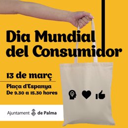 Cartel de las actividades del Ayuntamiento de Palma sobre el Día del Consumidor.