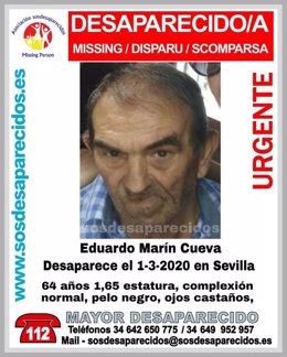 Cartel alertando dela desaparición de Eduardo Marín