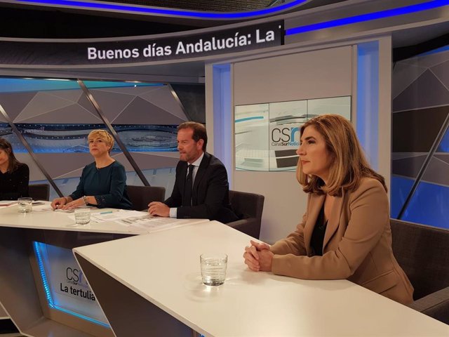 La consejera de Empleo, Formación y Trabajo Autónomo de la Junta, Rocío Blanco, este martes en una entrevista en Canal Sur TV