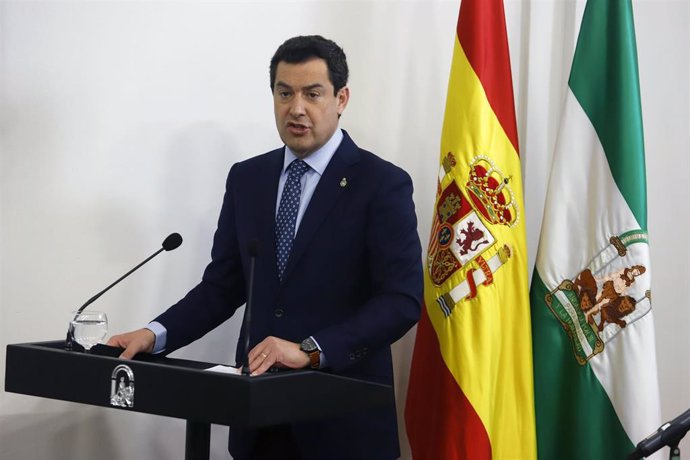 El presidente de la Junta de Andalucía, Juanma Moreno, en Málaga (10/03/2020)