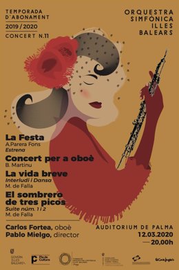 Cartel del undécimo concierto de la Orquesta Sinfónica.