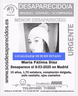 Localizada en buen estado la menor desaparecida María Fátima Díaz.