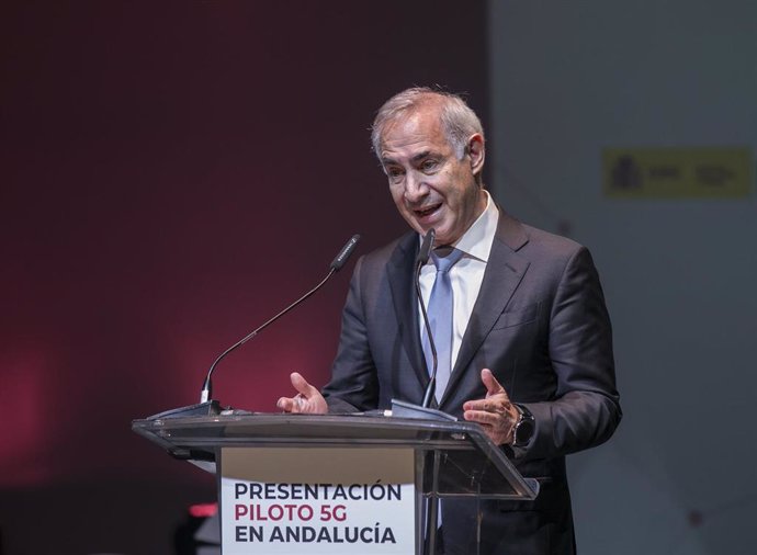 El presidente y consejero delegado de Vodafone España, Antonio Coimbra, presenta el proyecto Piloto 5G en Andalucía. En el Vodafone 5G Smart Center.     Sevilla, a 28 de noviembre de 2019.