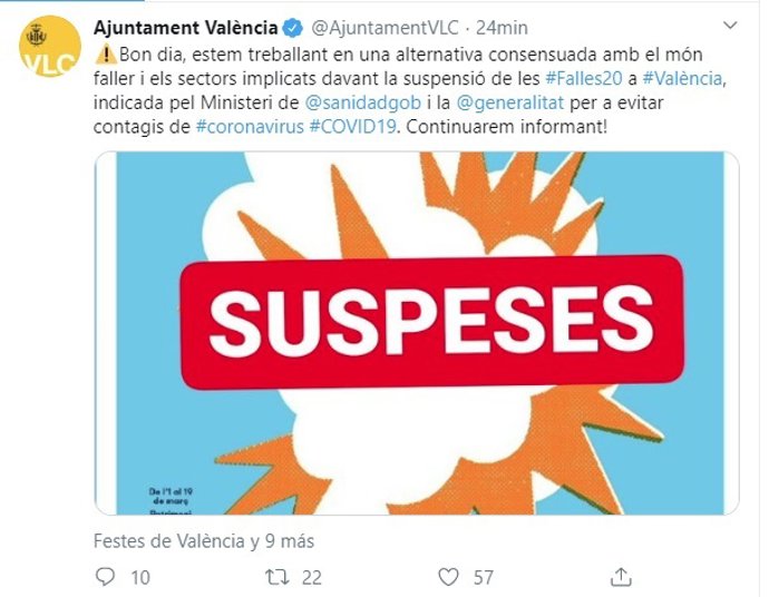 Coronavirus.- Ayuntamiento de Valencia trabaja en una alternativa "consenuada" c