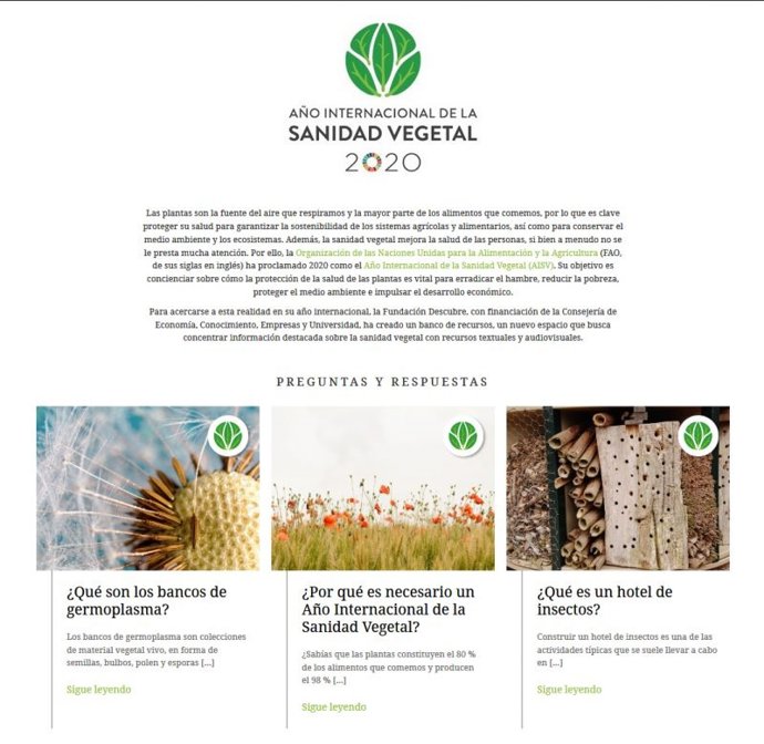 Captura de la página web 'Biodiversidad. Los Enlaces de la Vida' de la Fundación Descubre