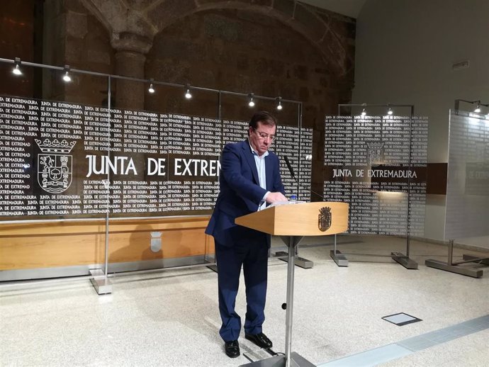 El presidente de la Junta de Extremadura en rueda de prensa sobre el coronavirus