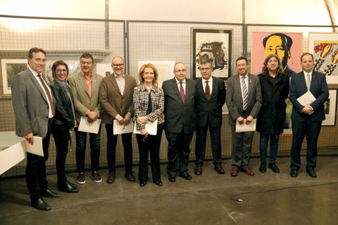Representants polítics en la presentació de la donació de la collecció del lleidat Antoni Gelonch al Museu de Lleida. Imatge de l'11 de mar de 2020. (Horitzontal)