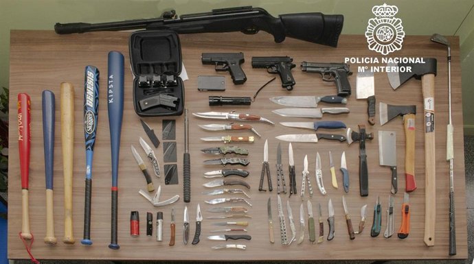 Armas decomisadas por la Policía Nacional de Burgos en 2019.