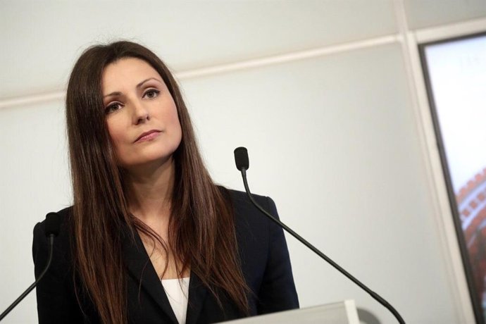 La líder de Cs en Catalunya, Lorena Roldán, en rueda de prensa.