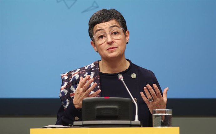 La ministra de Asuntos Exteriores, Unión Europea y Cooperación, Arancha González Laya en rueda de prensa en el Palacio de Viana, en Madrid (España), a 9 de marzo de 2020.