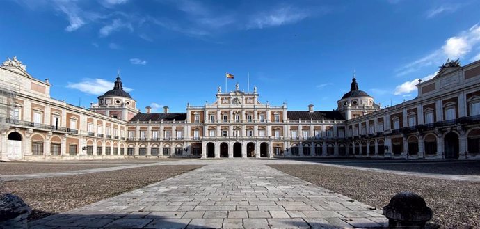 Exterior del Palacio Real de Aranjuez, cuya construcción fue erigida por orden de Felipe II en 1564, y fue finalizada en 1752 por Fernando VI, en Aranjuez a 15 de noviembre de 2019.