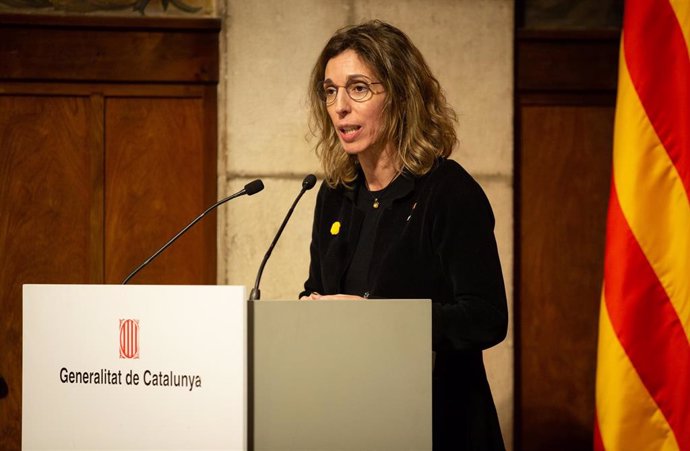 La consellera de Empresa y Conocimiento, ngels Chacón, durante su discurso en la presentación de la Estrategia de Inteligencia Artificial de Catalunya, en Barcelona/Catalunya (España) a 18 de febrero de 2020.