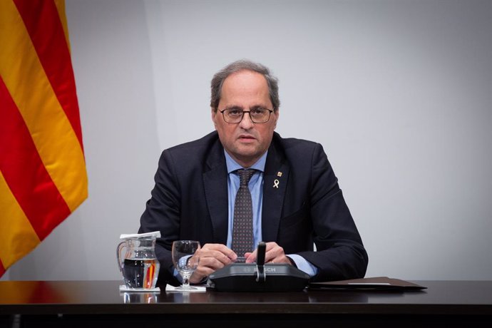 El president de la Generalitat, Quim Torra, presideix una reunió extraordinria del Consell Executiu per analitzar l'evolució del coronavirus, Barcelona/Catalunya (Espanya) 12 de mar del 2020.