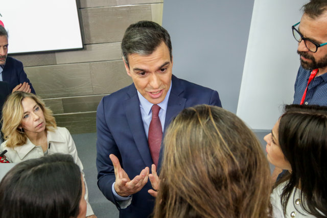 El presidente del Gobierno, Pedro Sánchez, analiza el impacto del coronavirus tras una reunión extraordinaria por videoconferencia del Consejo Europeo,  Madrid (España) a 10 de marzo de 2020.