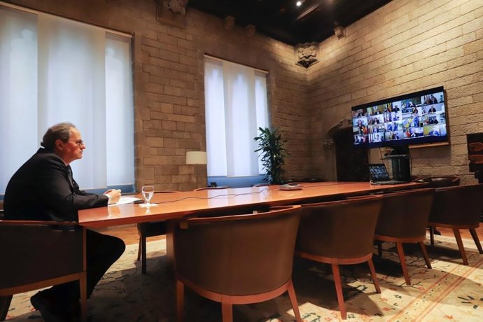 El president de la Generalitat, Quim Torra, en el Consell Exacutiu extraordinari