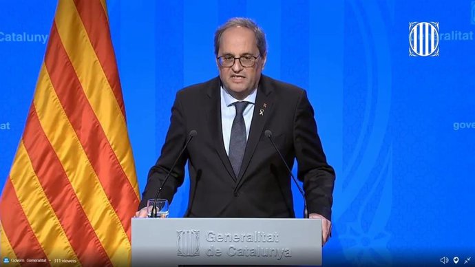 Rueda de prensa telemática del presidente de la Generalitat, Quim Torra, sobre el coronavirus