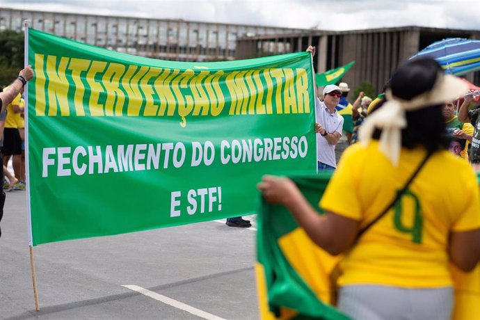 Manifestación a favor de Bolsonaro y de un golpe de Estado en Brasil
