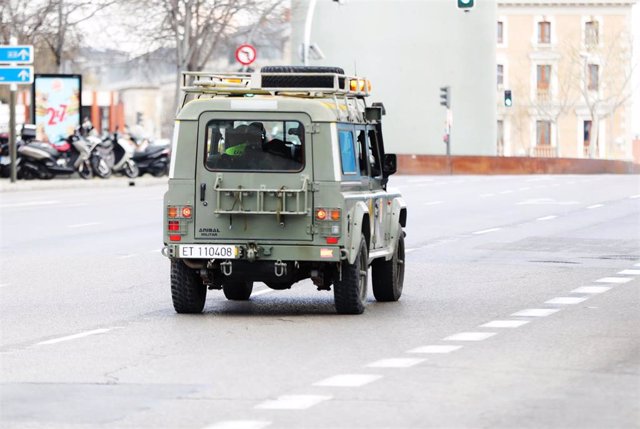 Militares de la UME se deslplegan en Madrid el 15 de marzo de 2020